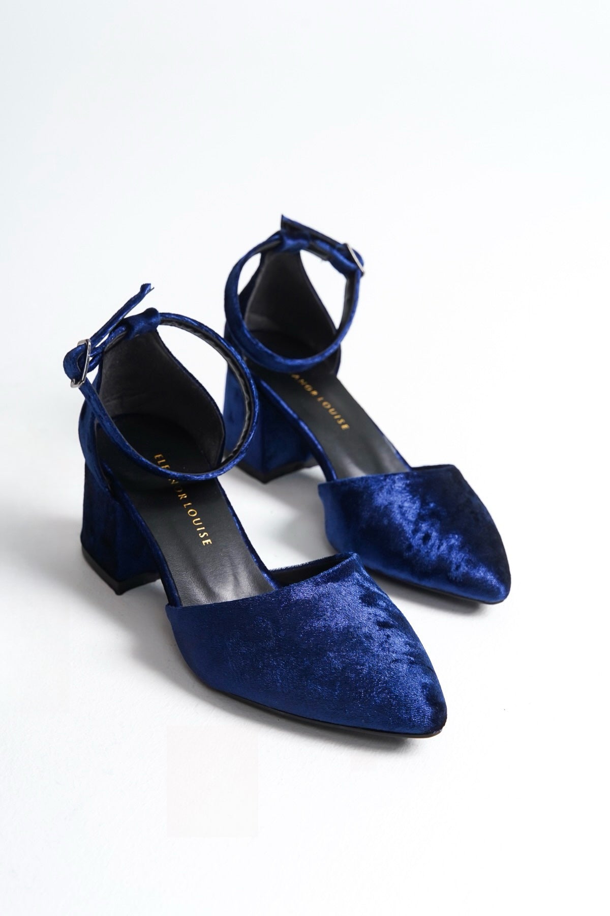 Brigitte | Navy Velvet Mid Heels