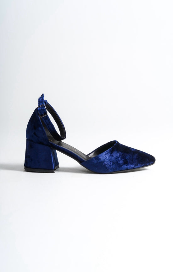 Brigitte | Navy Velvet Mid Heels