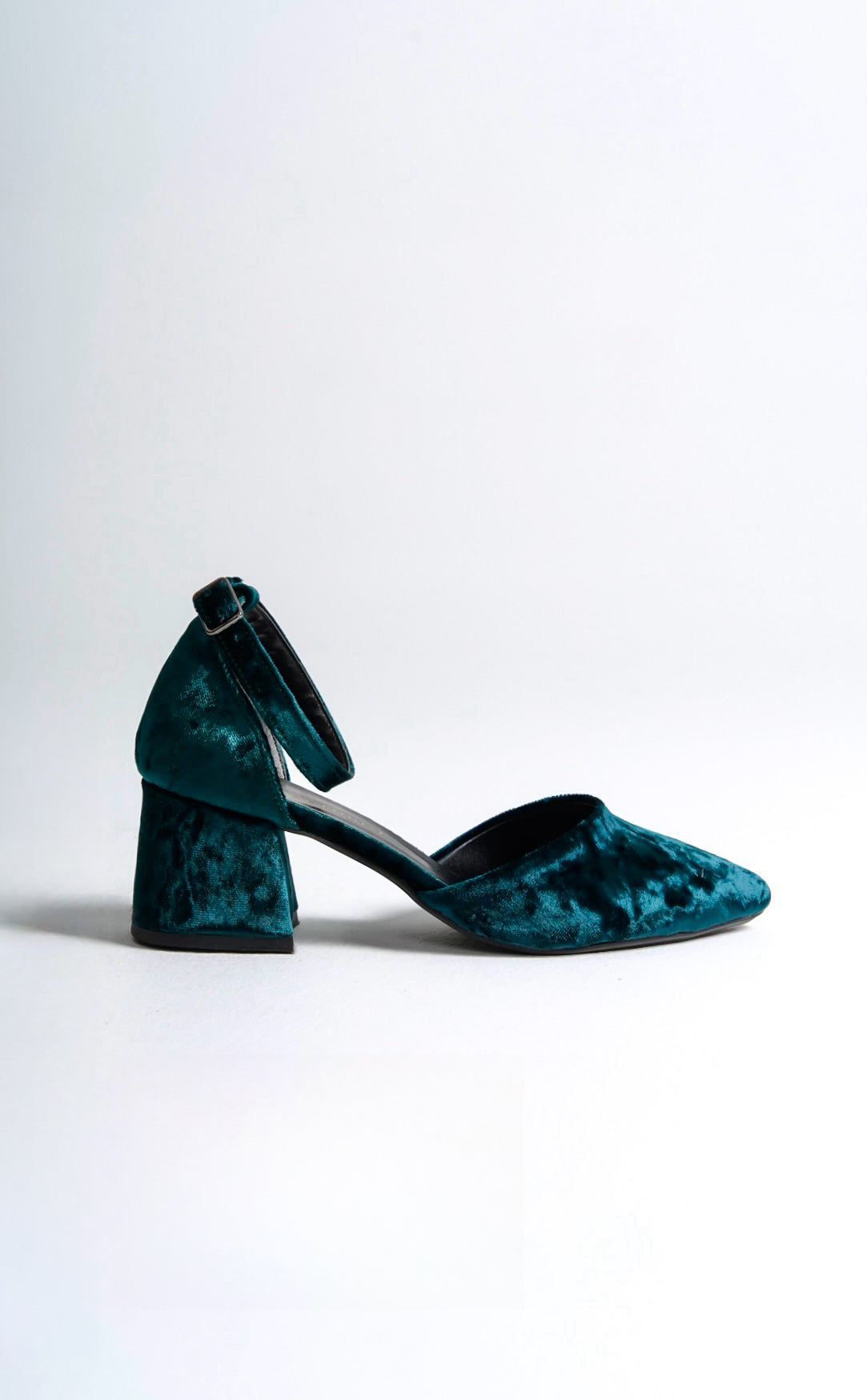 Medea | Emerald Green Velvet Mid Heels