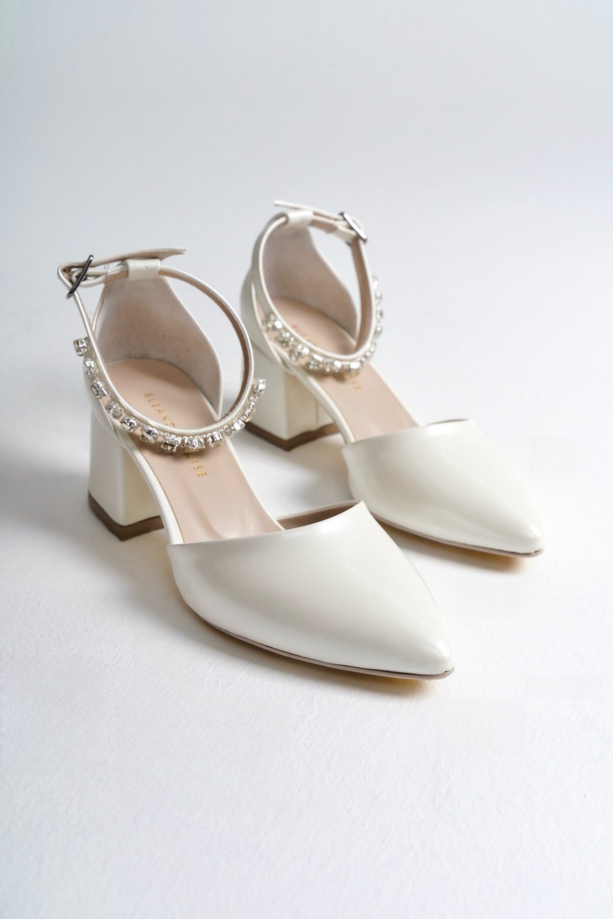 Eira | Ivory Crystal Rhinestone Mid Heels