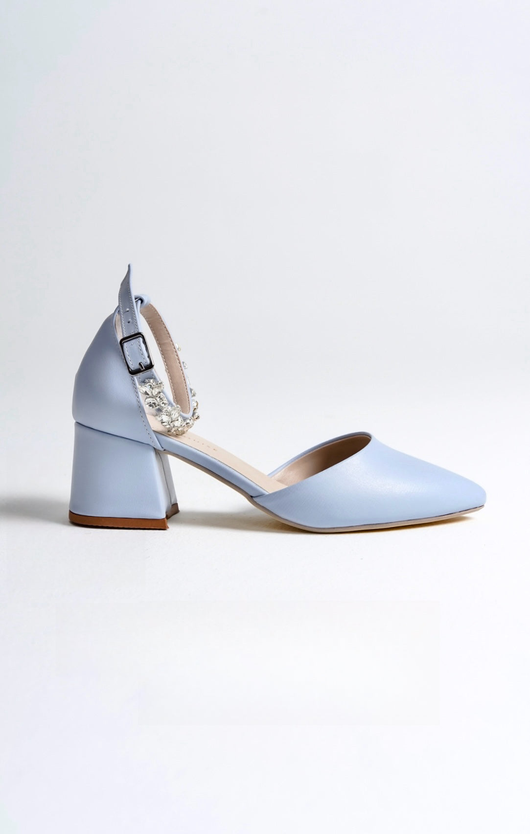 Helen | Baby Blue Crystal Rhinestone Mid Heels