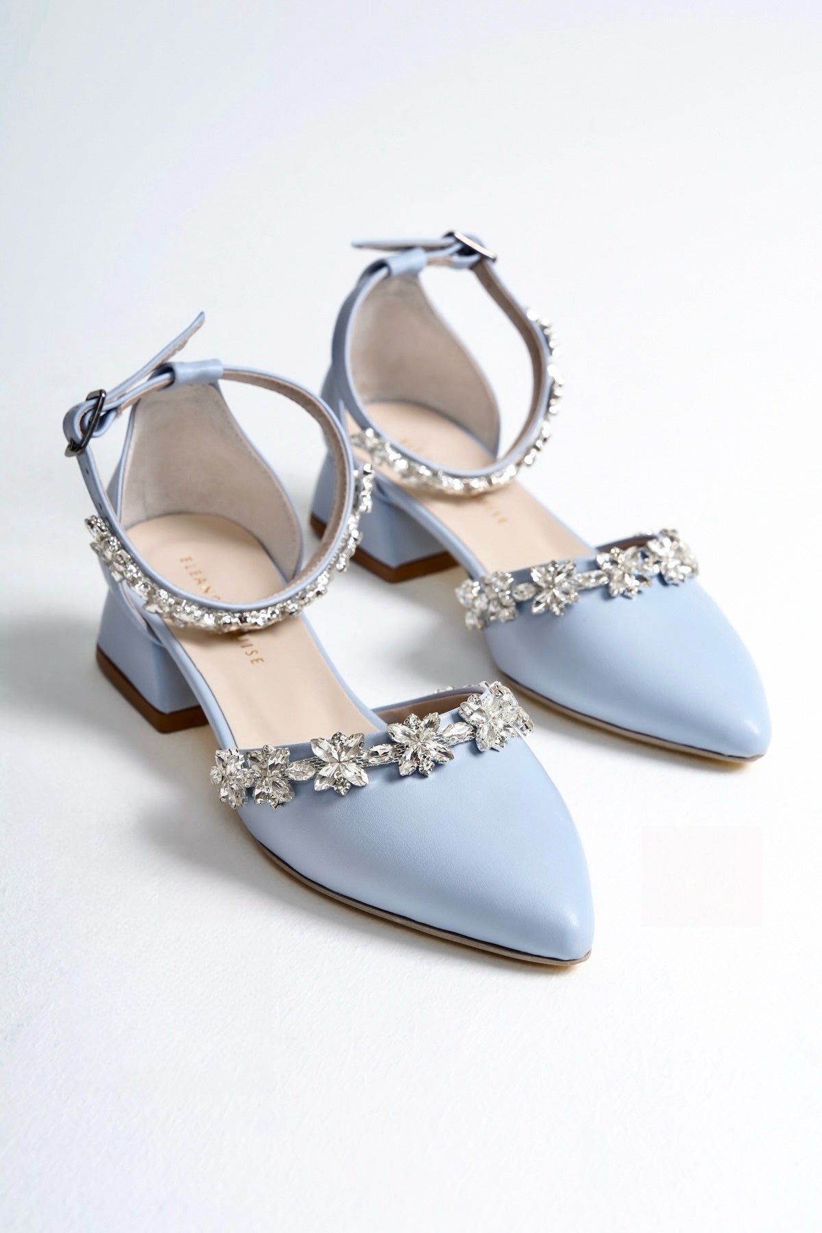 Hera | Baby Blue Crystal Rhinestone Low Heels