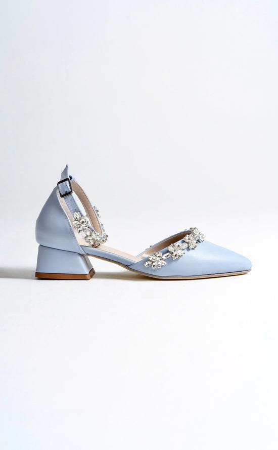 Hera | Baby Blue Crystal Rhinestone Low Heels