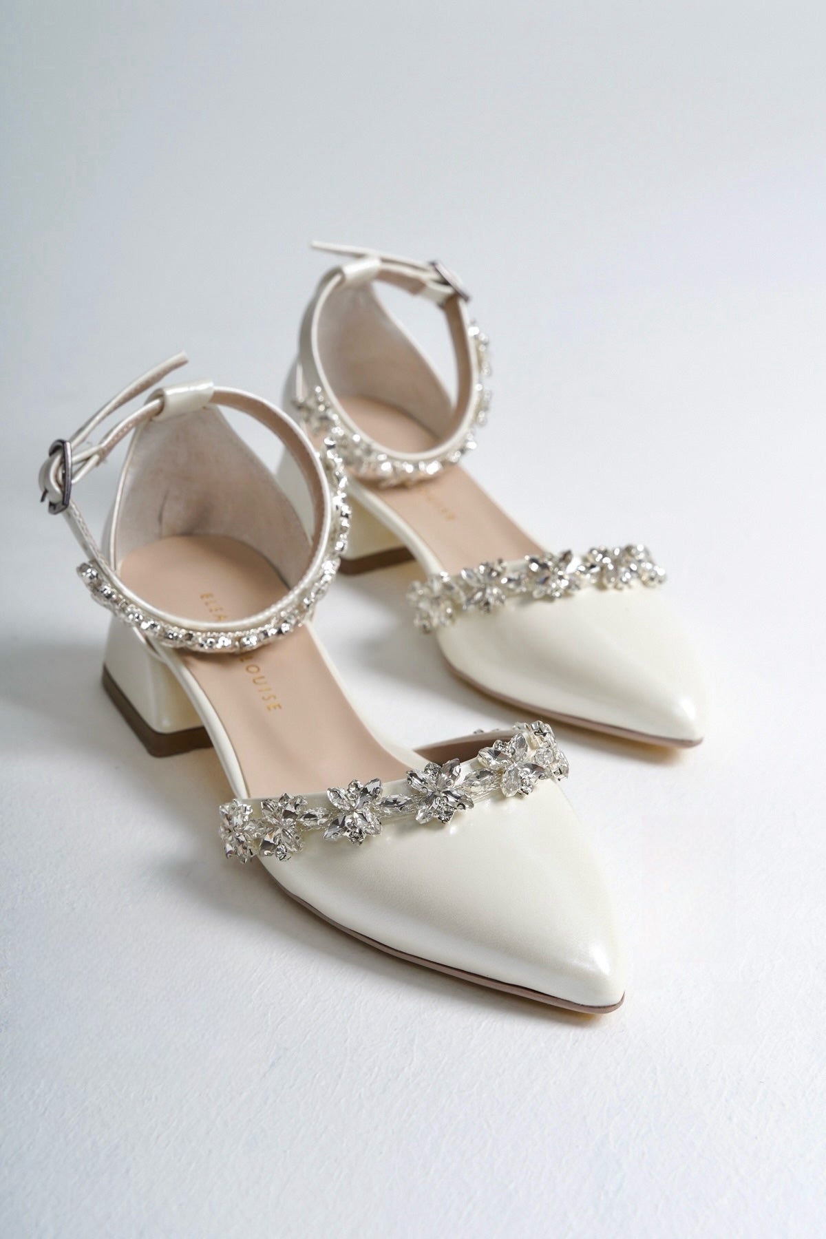 Arwen | Ivory Crystal Rhinestone Low Heels