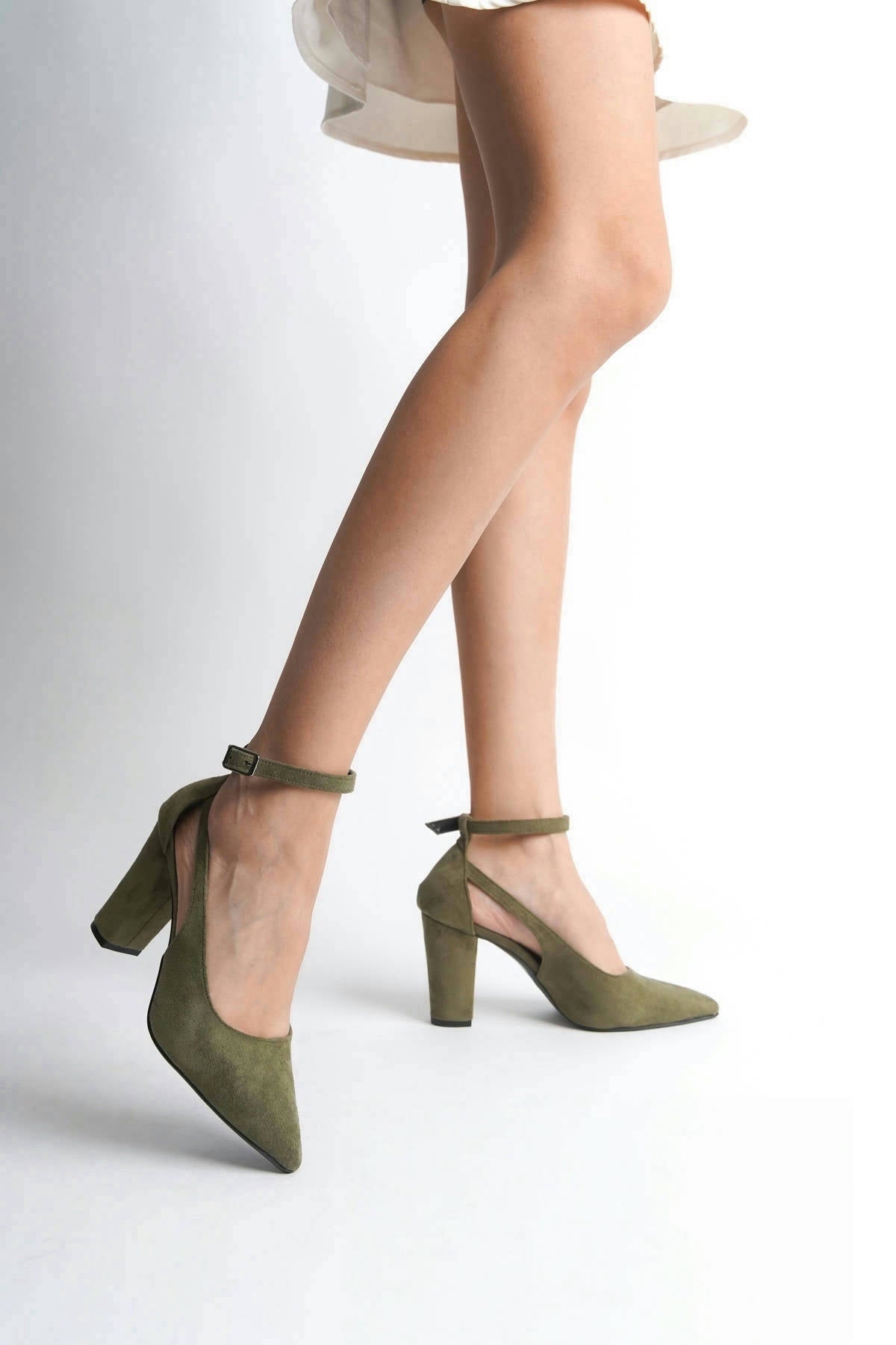 Euanthe | Sage Green Suede High Heels