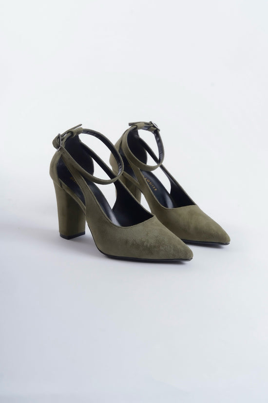 Euanthe | Sage Green Suede High Heels