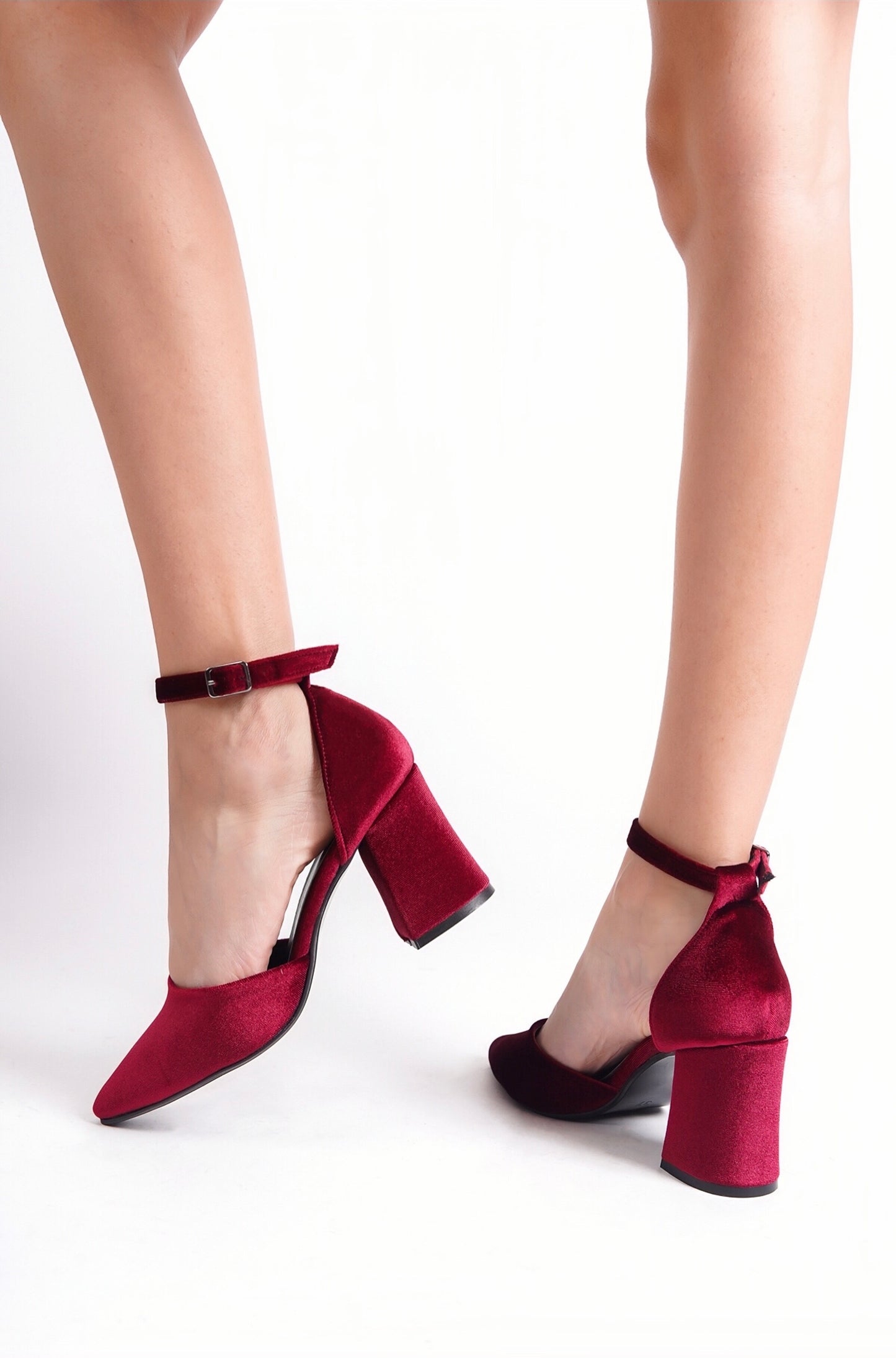 Senga | Burgundy Velvet High Heels