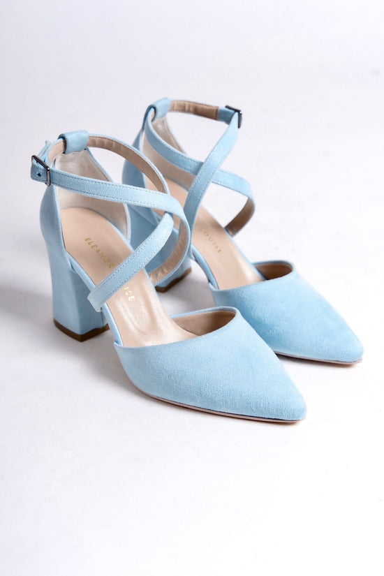 Vespera | Baby Blue Suede Criss Cross High Heels