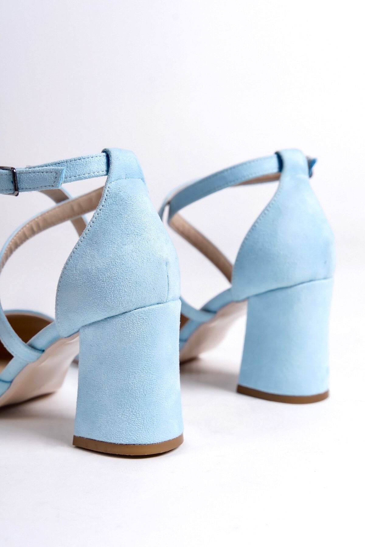 Vespera | Baby Blue Suede Criss Cross High Heels