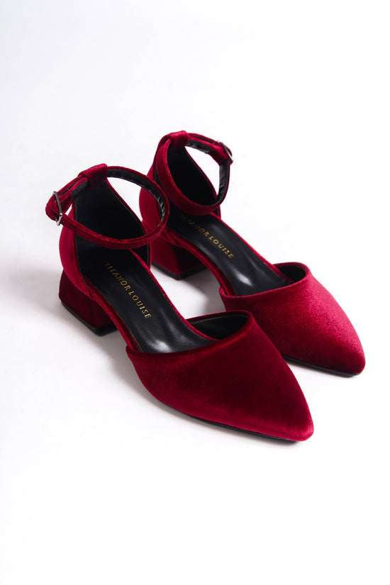 Quinta | Burgundy Velvet Low Heels