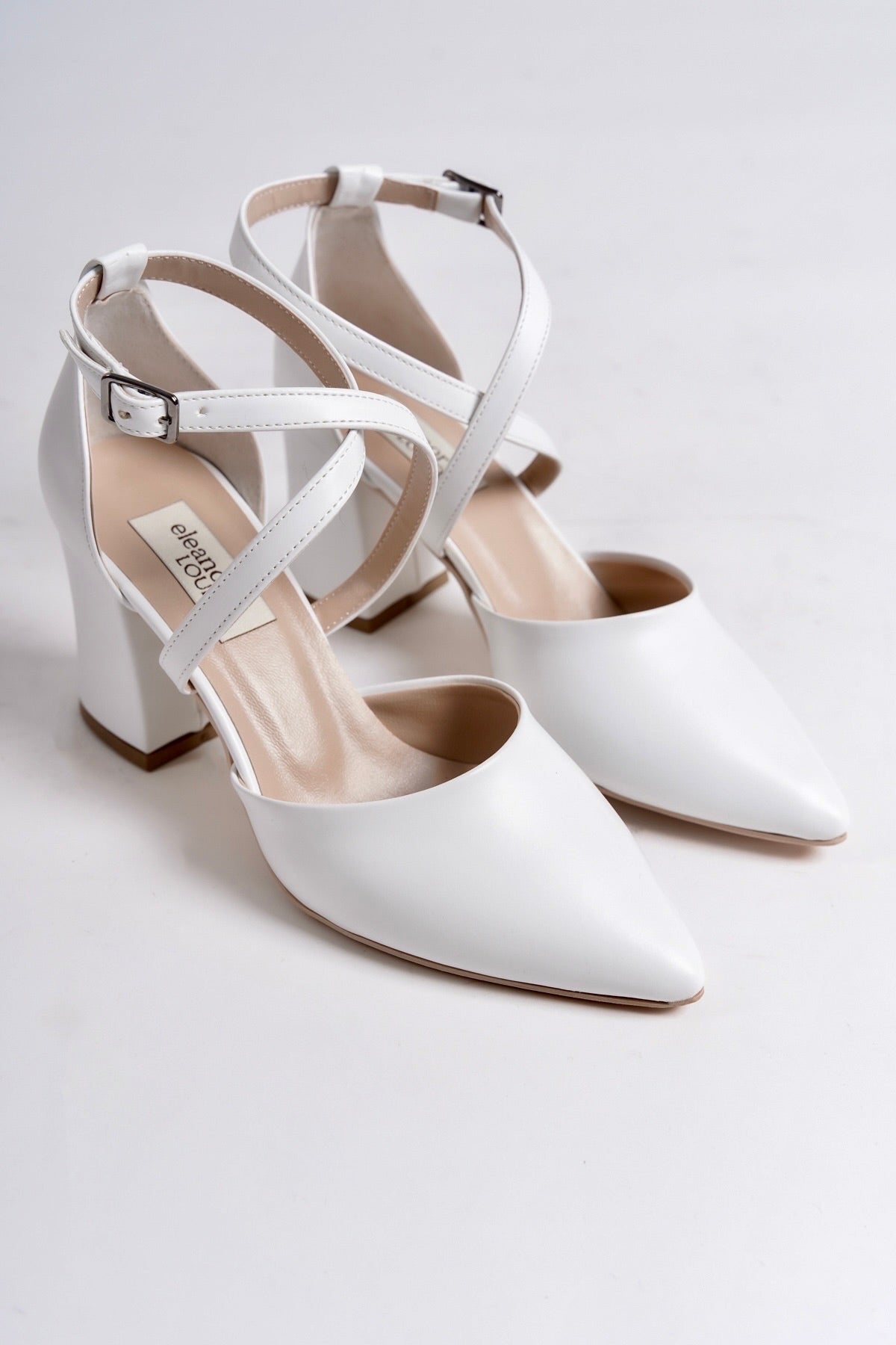 Evangeline | White Criss Cross High Heels