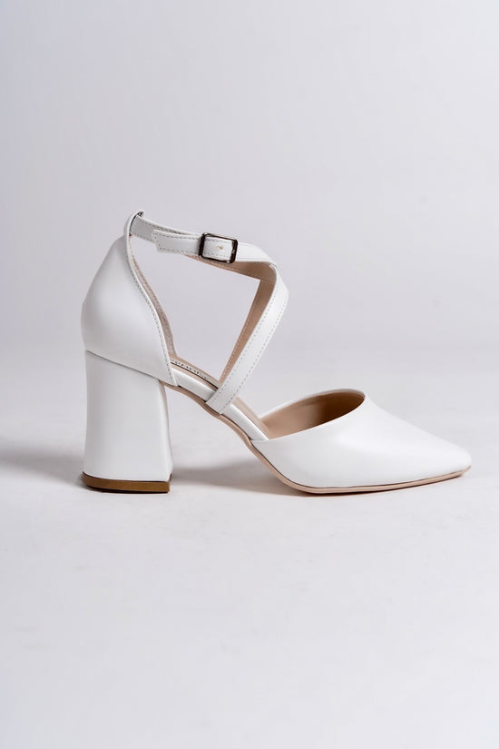 Evangeline | White Criss Cross High Heels