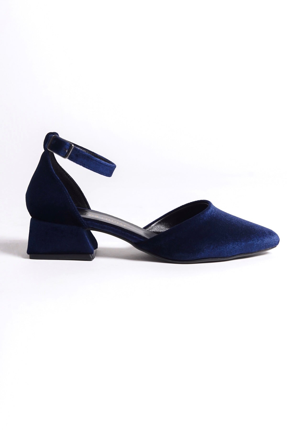 Helle | Navy Velvet Low Heels