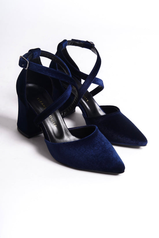 Ianthe | Navy Velvet Criss Cross Heels