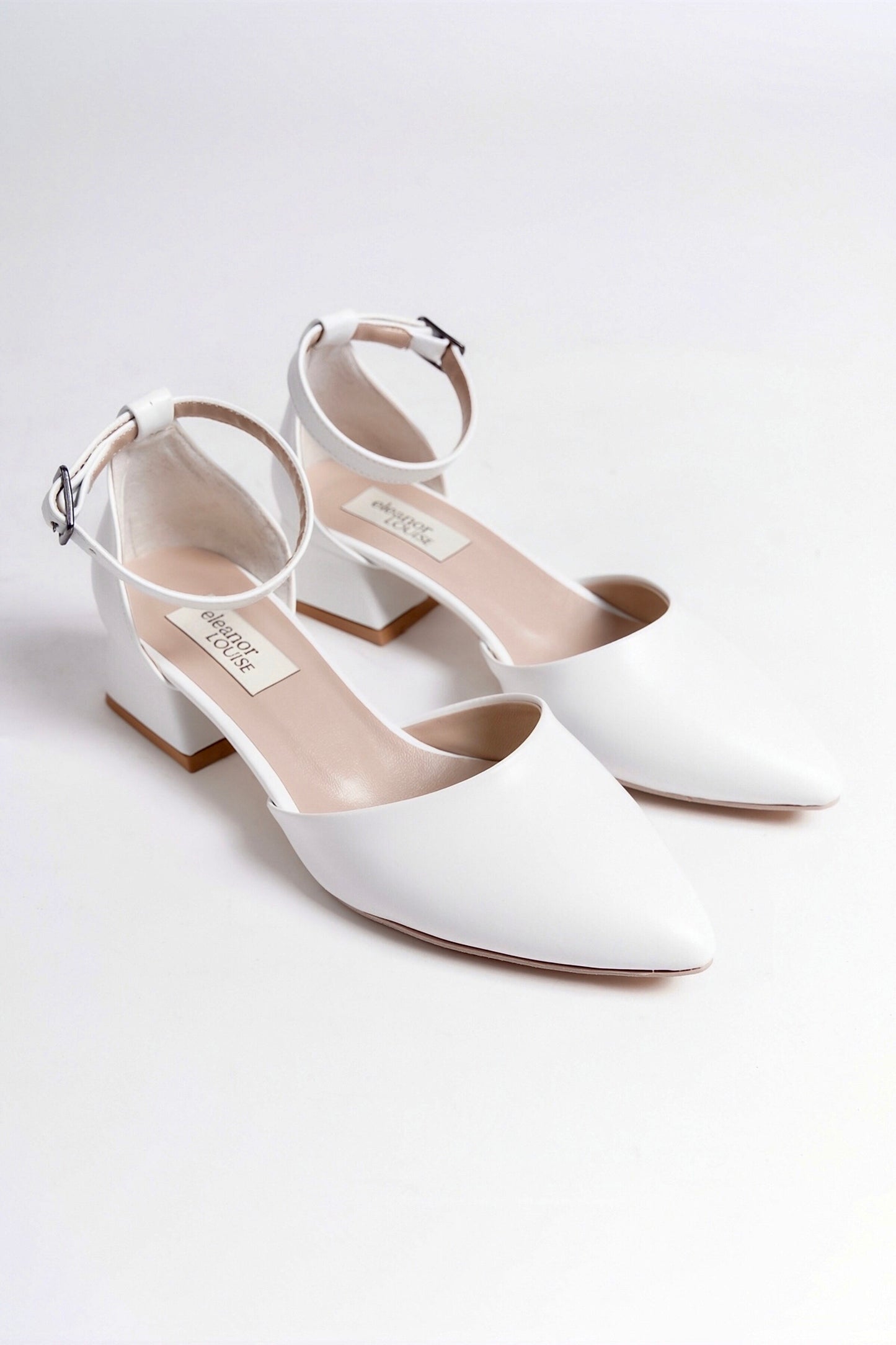 Luna | White Low Heels