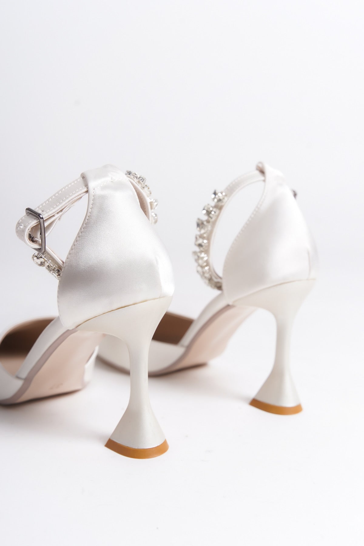 Sereliana | White Satin Crystal Rhinestone Stiletto Heels