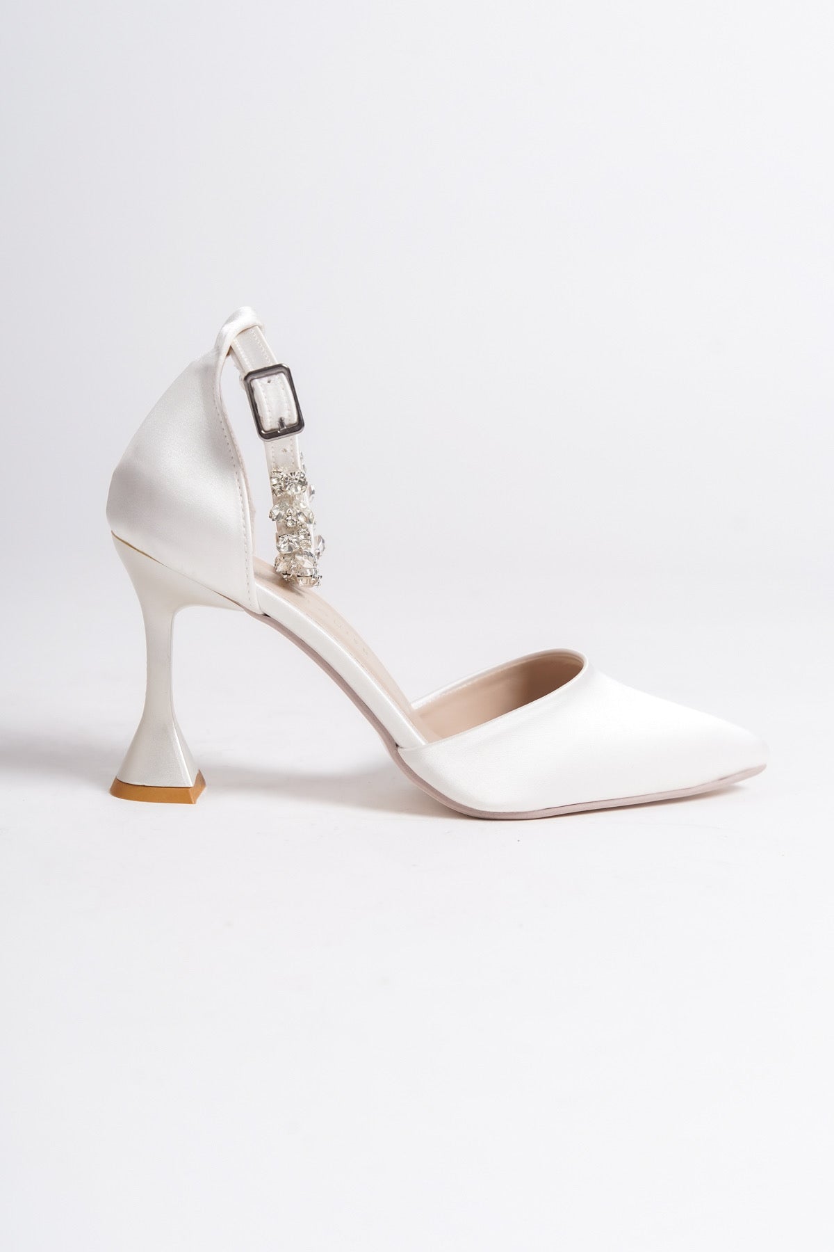 Sereliana | White Satin Crystal Rhinestone Stiletto Heels