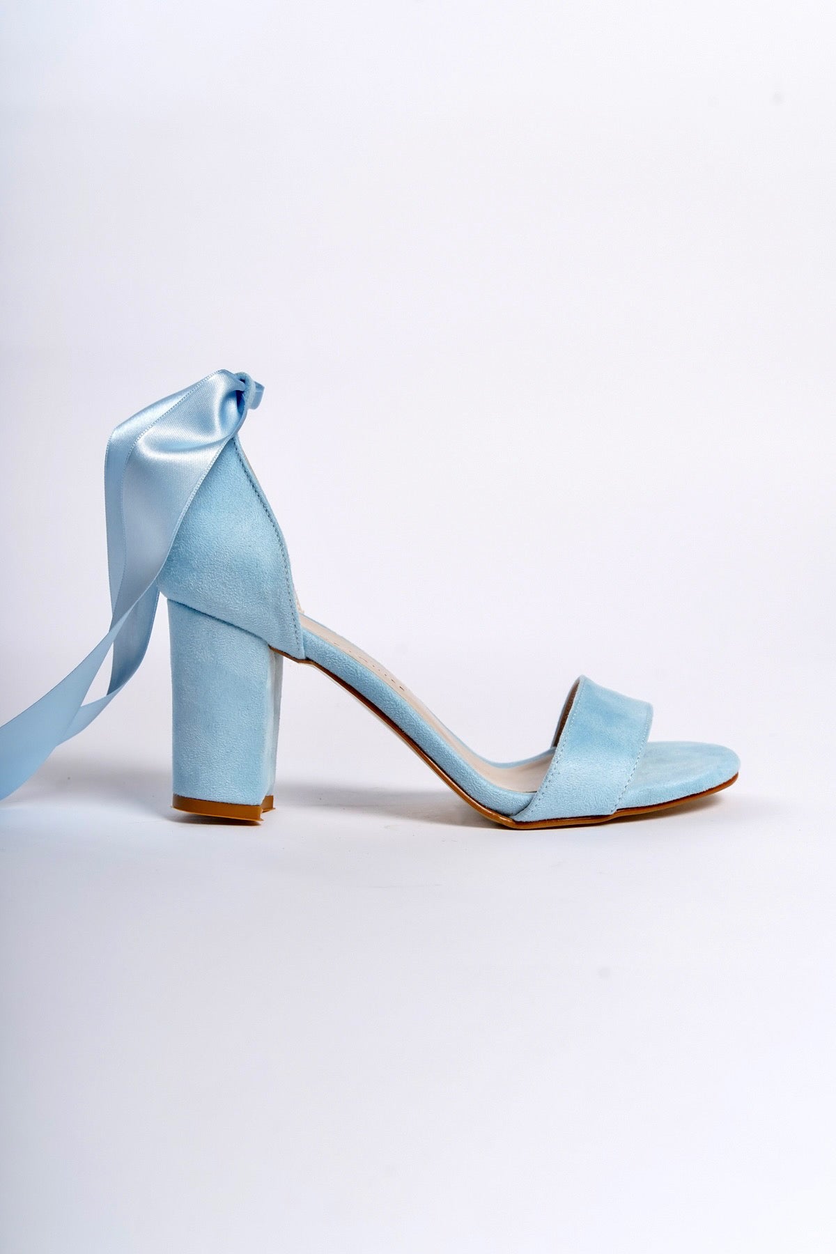 Elsa | Baby Blue Suede High Heel Sandals with Ribbon