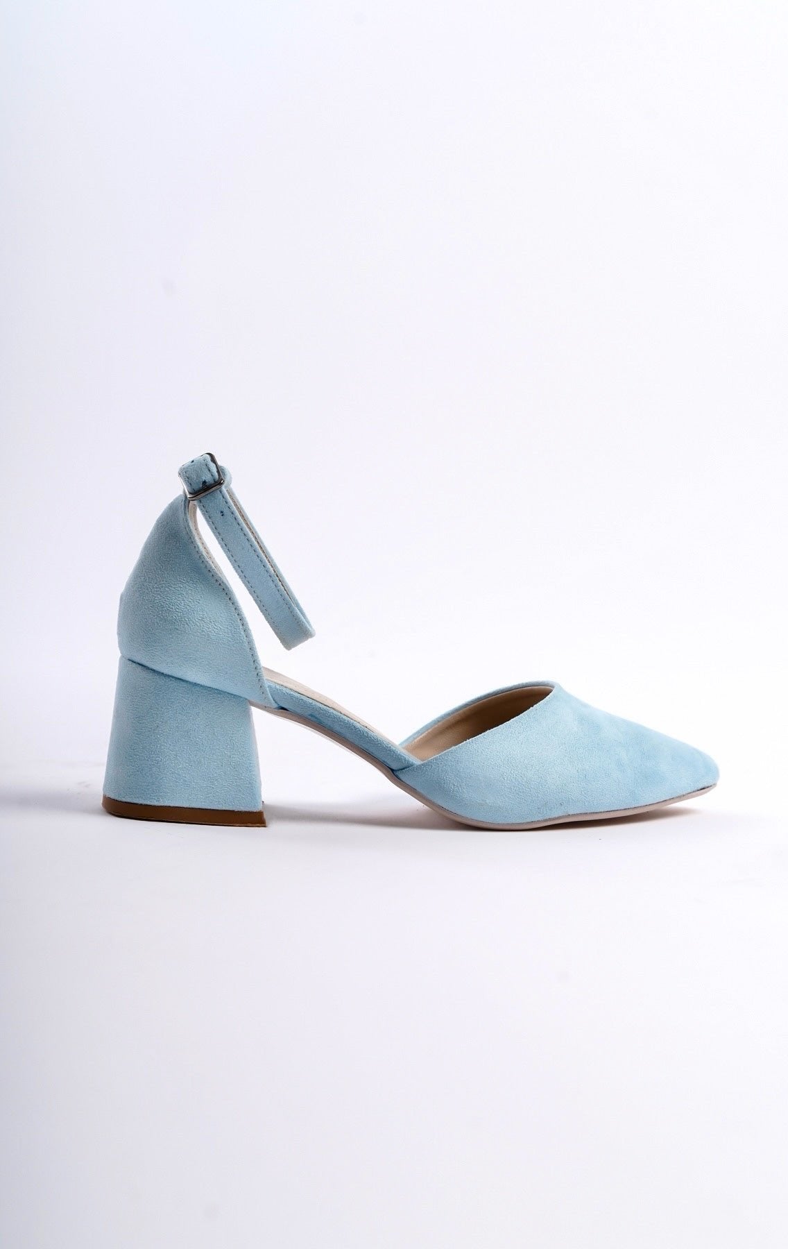 Eluned | Baby Blue Suede Mid Heels