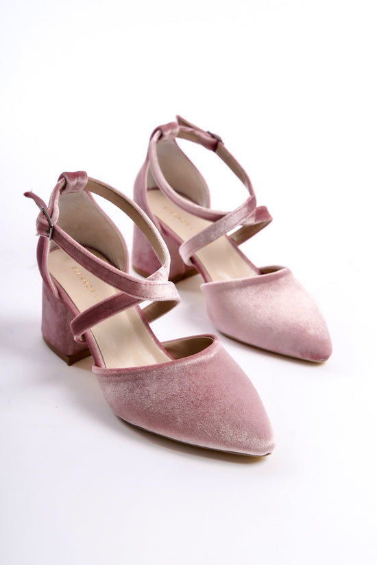 Austra | Rose Velvet Criss Cross Mid Heels