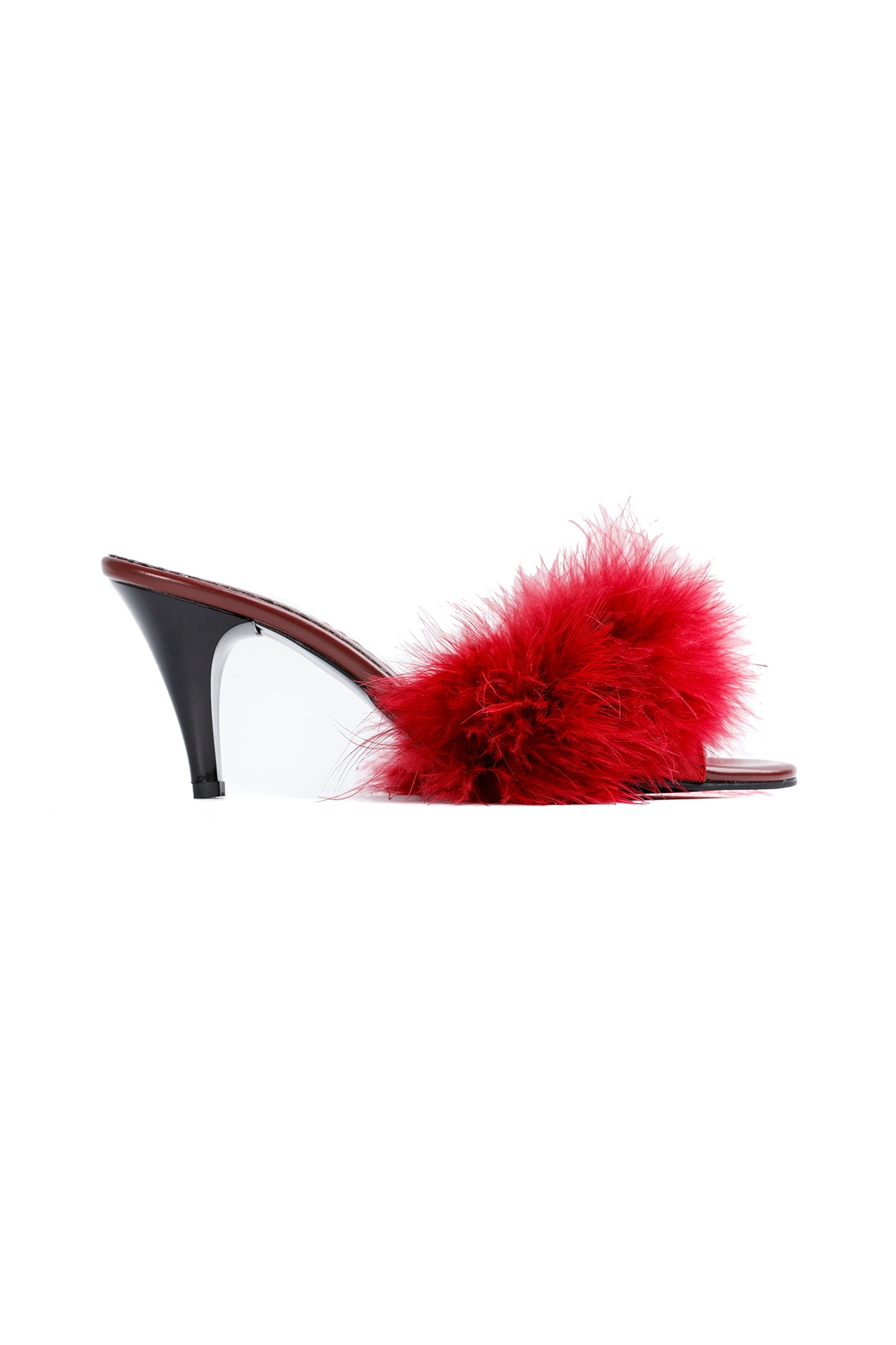 Burgundy Feathers Mule