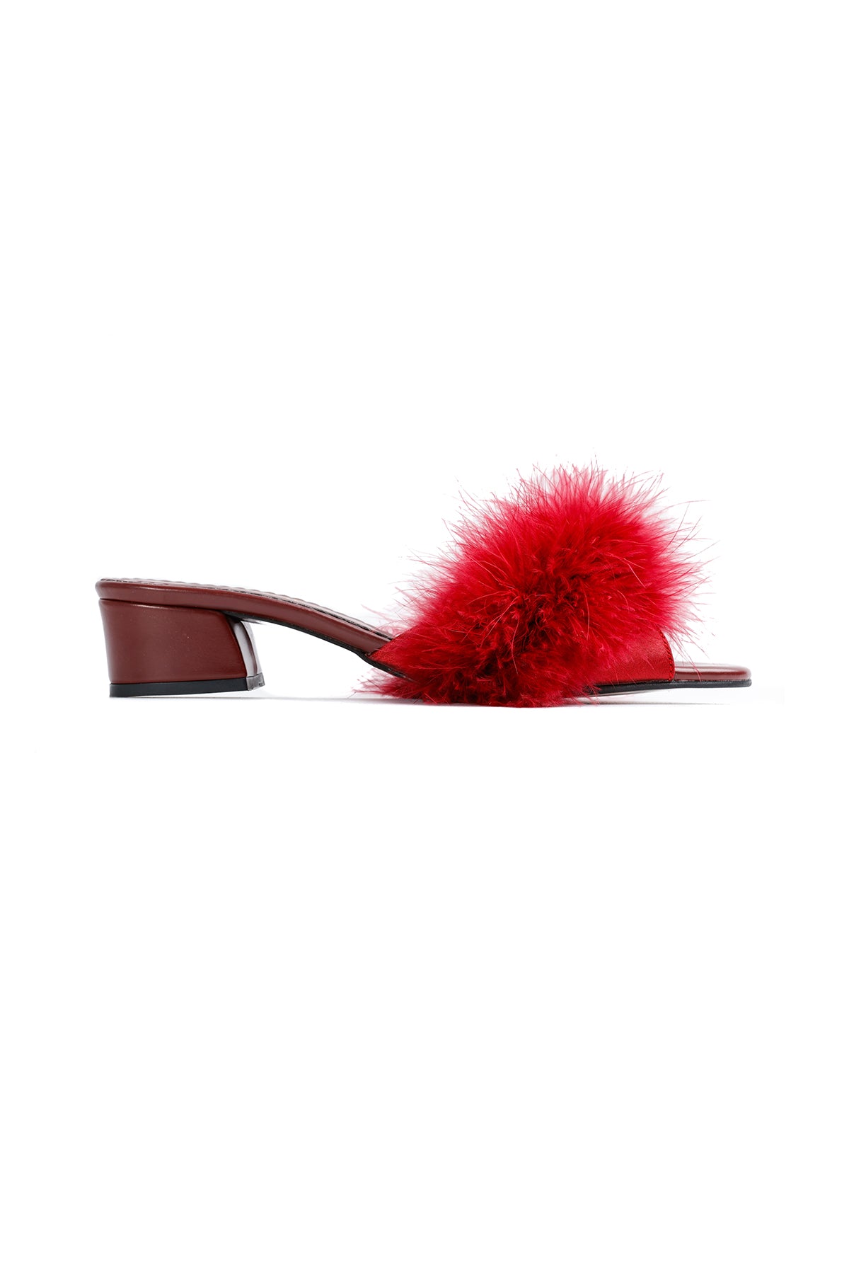 Burgundy Feathers Low Mule