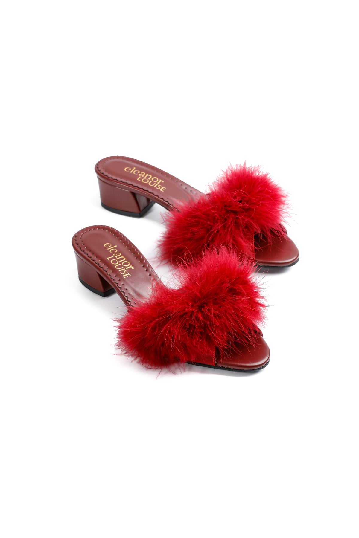 Burgundy Feathers Low Mule