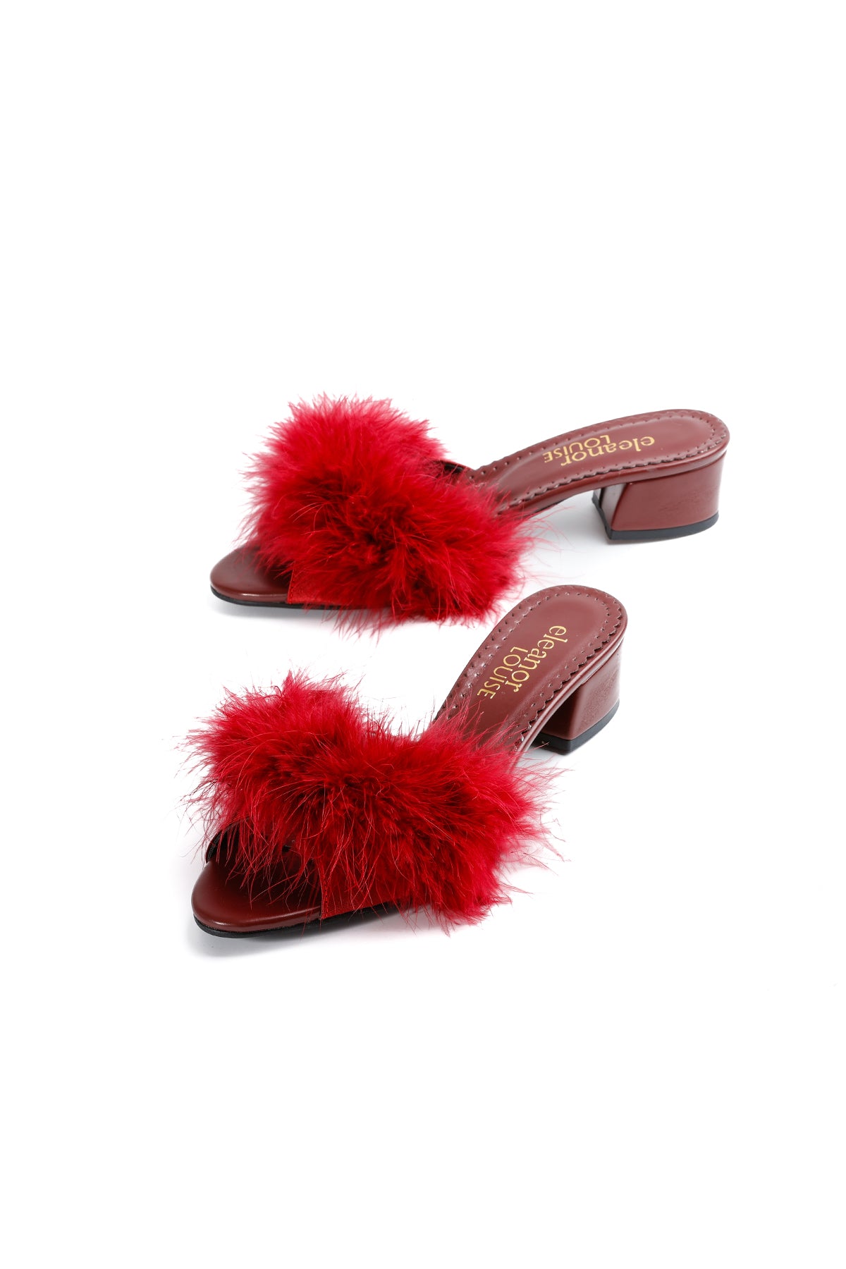 Burgundy Feathers Low Mule