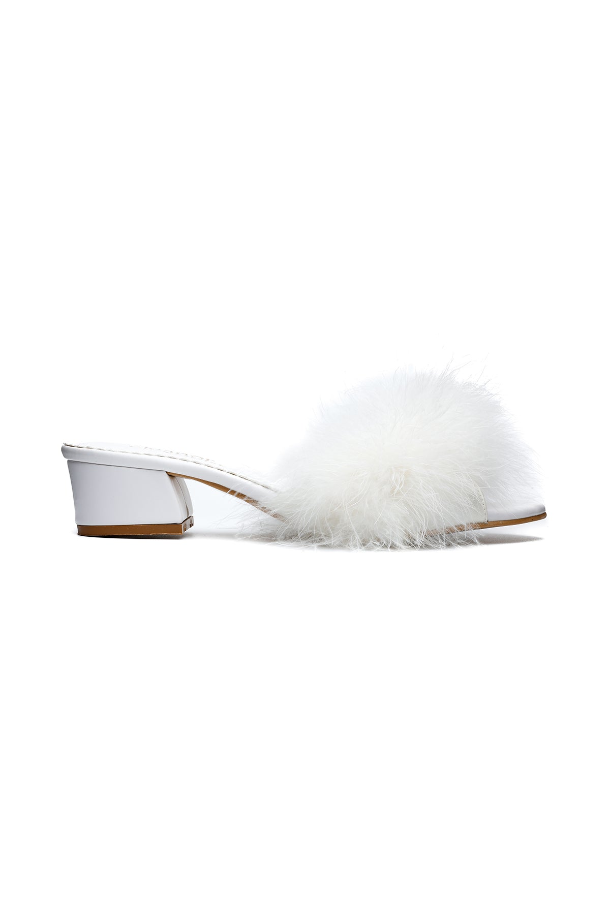 White Low Feathers Mule