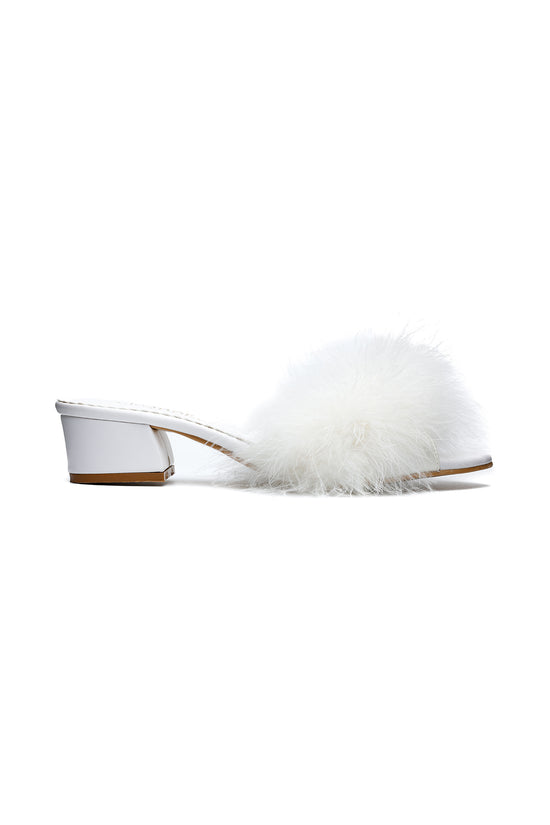 White Low Feathers Mule